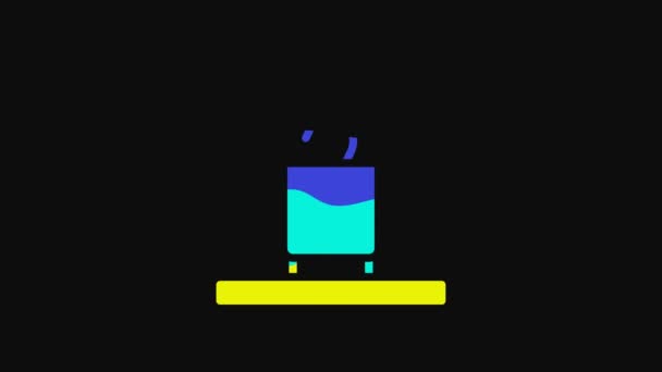 Yellow Cup Tea Icon Isolated Black Background Video Motion Graphic — Stock videók