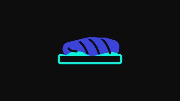 Yellow Fish Steak Icon Isolated Black Background Video Motion Graphic — Wideo stockowe
