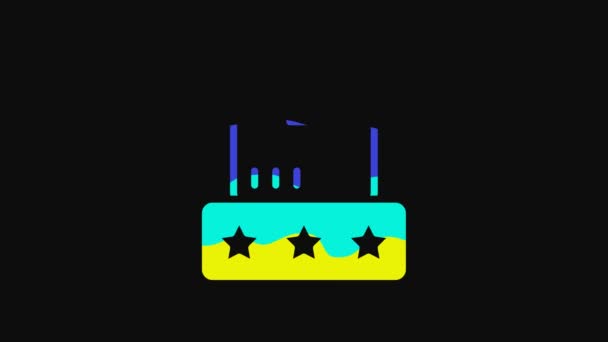 Желтый Значок Потребитель Рейтинг Продукта Чёрном Фоне Видеографическая Анимация — стоковое видео