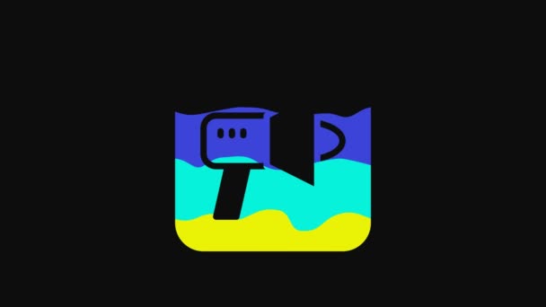 Yellow Megaphone Icon Isolated Black Background Speaker Sign Video Motion — Vídeo de stock