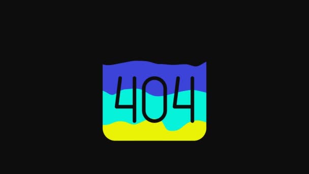 Жовта Сторінка Іконою Помилки 404 Ізольована Чорному Тлі Template Повідомляє — стокове відео