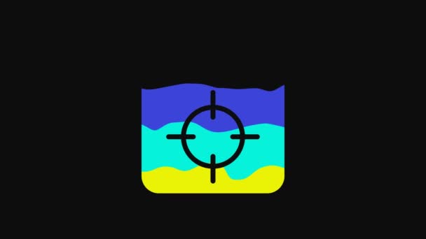 Yellow Target Financial Goal Concept Icon Isolated Black Background Symbolic — 图库视频影像