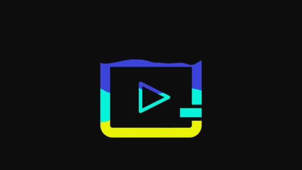 Yellow Video Advertising Icon Isolated Black Background Concept Marketing Promotion — Stok video
