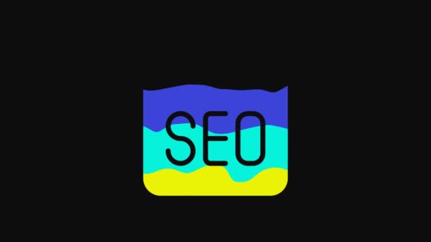 Yellow Seo Optimization Icon Isolated Black Background Video Motion Graphic — 비디오