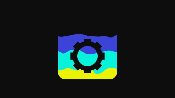Yellow Browser Setting Icon Isolated Black Background Adjusting Service Maintenance — 图库视频影像