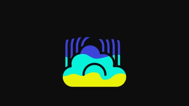 Gelber Regenbogen Mit Wolkensymbol Auf Schwarzem Hintergrund Video Motion Grafik — Stockvideo