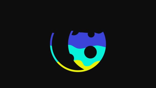 Yellow Moon Phases Icon Isolated Black Background Video Motion Graphic — Stock video