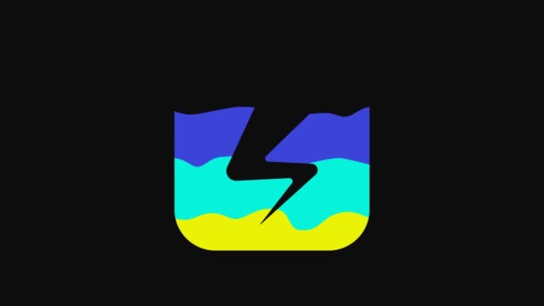 Yellow Lightning Bolt Icon Isolated Black Background Flash Sign Charge — Vídeo de Stock