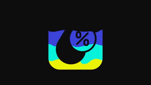 Yellow Water Drop Percentage Icon Isolated Black Background Humidity Analysis — Stockvideo