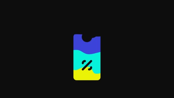 Yellow Discount Percent Tag Icon Isolated Black Background Shopping Tag — Stock video