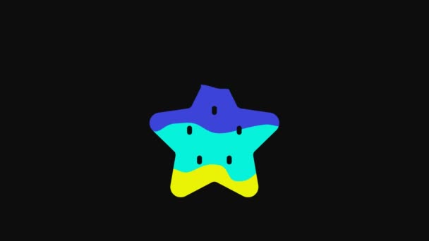 Yellow Christmas Star Icon Isolated Black Background Merry Christmas Happy — Stockvideo