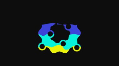 Yellow Christmas wreath icon isolated on black background. Merry Christmas and Happy New Year. 4K Video motion graphic animation.