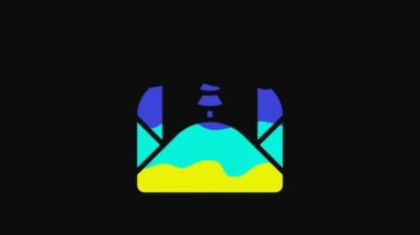 Yellow Envelope with christmas party invitation card icon isolated on black background. Merry Christmas and Happy New Year. 4K Video motion graphic animation.