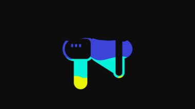 Yellow Megaphone icon isolated on black background. Speaker sign. 4K Video motion graphic animation.