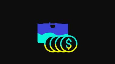 Siyah arkaplanda dolar simgesi olan sarı öge fiyat etiketi. Rozet fiyatına. Dolar sembollü indirim. Reklam etiketi indirimi. 4K Video hareketli grafik canlandırması.