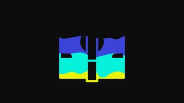 Yellow Stacks paper money cash icon isolated on black background. Money banknotes stacks. Bill currency. 4K Video motion graphic animation.