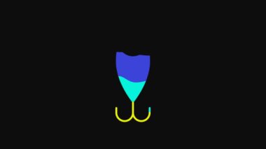 Yellow Fishing lure icon isolated on black background. Fishing tackle. 4K Video motion graphic animation.