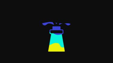 Yellow Oil rig icon isolated on black background. Gas tower. Industrial object. 4K Video motion graphic animation.