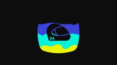 Yellow Racing helmet icon isolated on black background. Extreme sport. Sport equipment. 4K Video motion graphic animation.