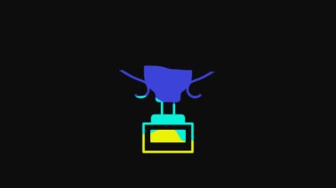 Yellow Award cup icon isolated on black background. Winner trophy symbol. Championship or competition trophy. Sports achievement sign. 4K Video motion graphic animation.