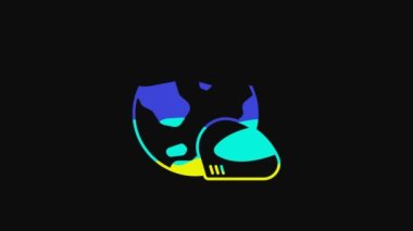 Yellow Racing helmet icon isolated on black background. Extreme sport. Sport equipment. 4K Video motion graphic animation.