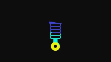 Yellow Shock absorber icon isolated on black background. 4K Video motion graphic animation.