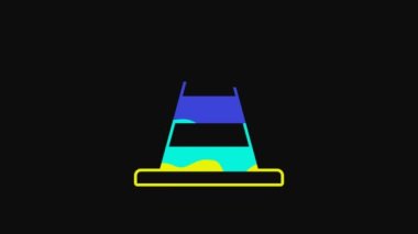 Yellow Traffic cone icon isolated on black background. 4K Video motion graphic animation.
