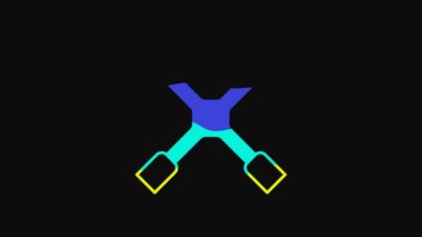 Yellow Wheel wrench icon isolated on black background. Wheel brace. 4K Video motion graphic animation.