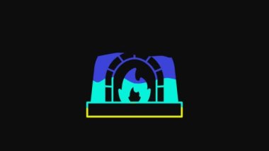 Yellow Blacksmith oven icon isolated on black background. 4K Video motion graphic animation.