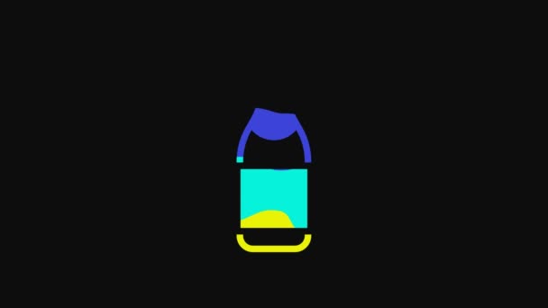 Yellow Champagne Bottle Icon Isolated Black Background Merry Christmas Happy — Stock Video