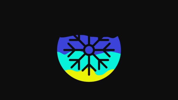 Yellow Snowflake Icon Isolated Black Background Merry Christmas Happy New — Stock video