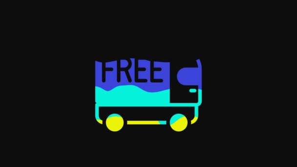Yellow Free Delivery Service Icon Isolated Black Background Free Shipping — 비디오
