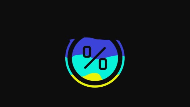 Yellow Stopwatch Percent Discount Icon Isolated Black Background Time Timer — Stockvideo