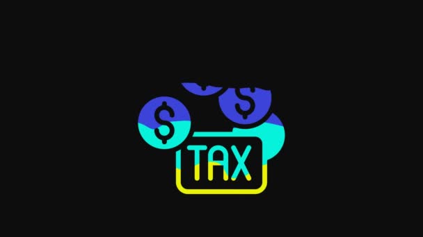 Gelbes Symbol Für Die Steuerzahlung Auf Schwarzem Hintergrund Video Motion — Stockvideo