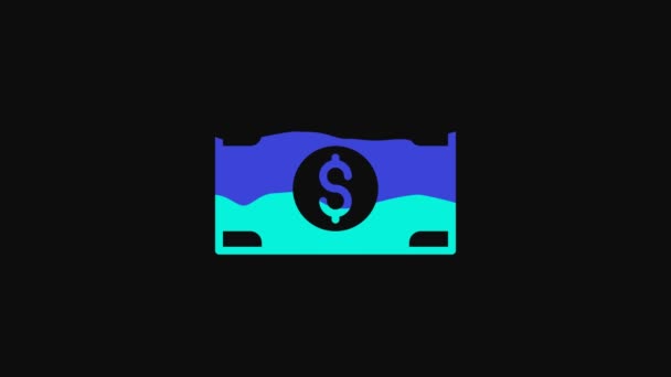 Yellow Stacks Paper Money Cash Icon Isolated Black Background Money — Vídeos de Stock