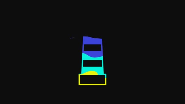 Yellow Lighthouse Icon Isolated Black Background Video Motion Graphic Animation — Vídeo de stock