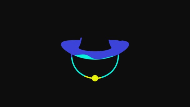 Yellow Fisherman Hat Icon Isolated Black Background Video Motion Graphic — Stock videók