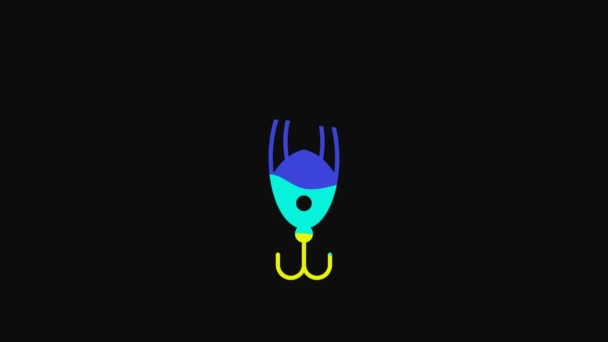 Yellow Fishing Lure Icon Isolated Black Background Fishing Tackle Video — Stockvideo