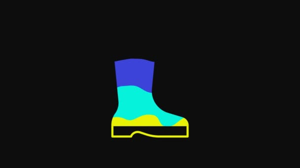 Yellow Fishing Boots Icon Isolated Black Background Waterproof Rubber Boot — Stock video