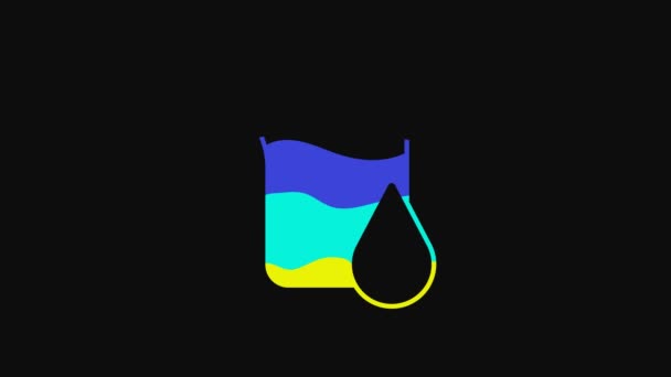 Ікона Жовтого Нафтопроводу Ізольована Чорному Тлі Хмарочос Падіння Відеографічна Анімація — стокове відео