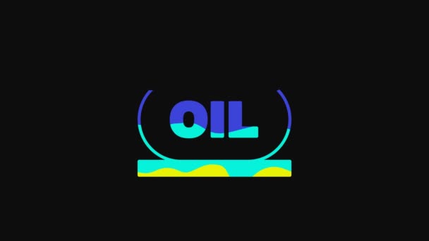 黒の背景に隔離された黄色の油タンク貯蔵アイコン ガス産業用船舶タンク 石油タンク技術ステーション 4Kビデオモーショングラフィックアニメーション — ストック動画