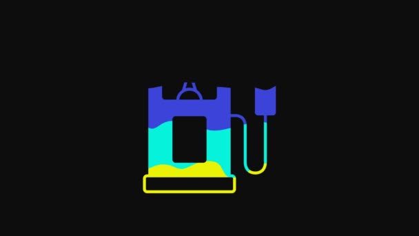 Yellow Petrol Gas Station Icon Isolated Black Background Car Fuel — 图库视频影像