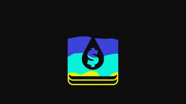 Yellow Oil Drop Dollar Symbol Icon Isolated Black Background Oil — Stock Video