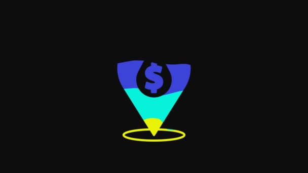 Yellow Oil Drop Dollar Symbol Icon Isolated Black Background Oil — Stockvideo