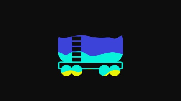 Yellow Oil Railway Cistern Icon Isolated Black Background Train Oil — Stockvideo