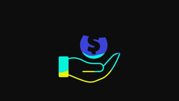 Yellow Oil Drop Dollar Symbol Icon Isolated Black Background Oil — 비디오