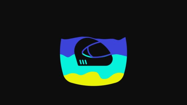 Yellow Racing Helmet Icon Isolated Black Background Extreme Sport Sport — Videoclip de stoc