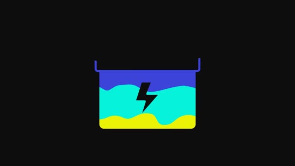 Yellow Car Battery Icon Isolated Black Background Accumulator Battery Energy — Stok video