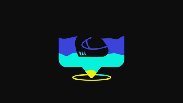 Yellow Racing Helmet Icon Isolated Black Background Extreme Sport Sport — Vídeo de Stock