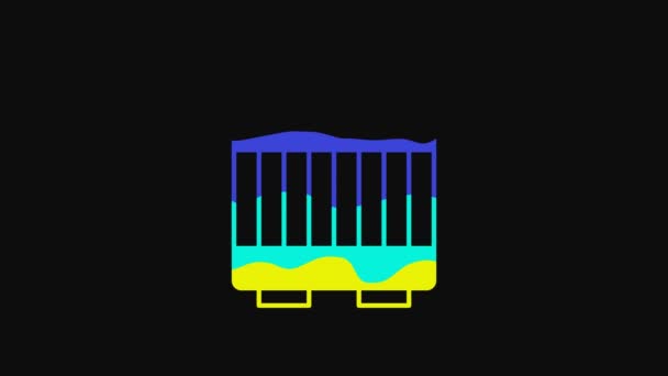 Yellow Car Radiator Cooling System Icon Isolated Black Background Video — Vídeo de Stock